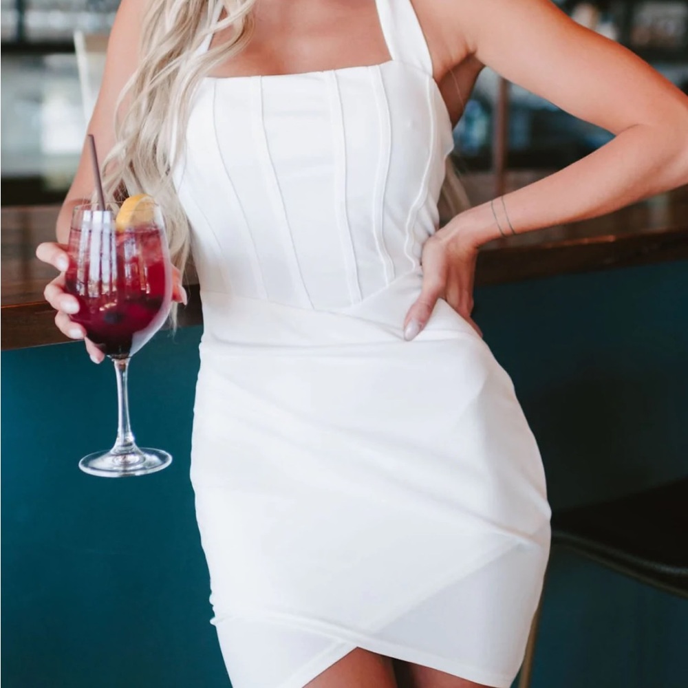 White Halter Dress